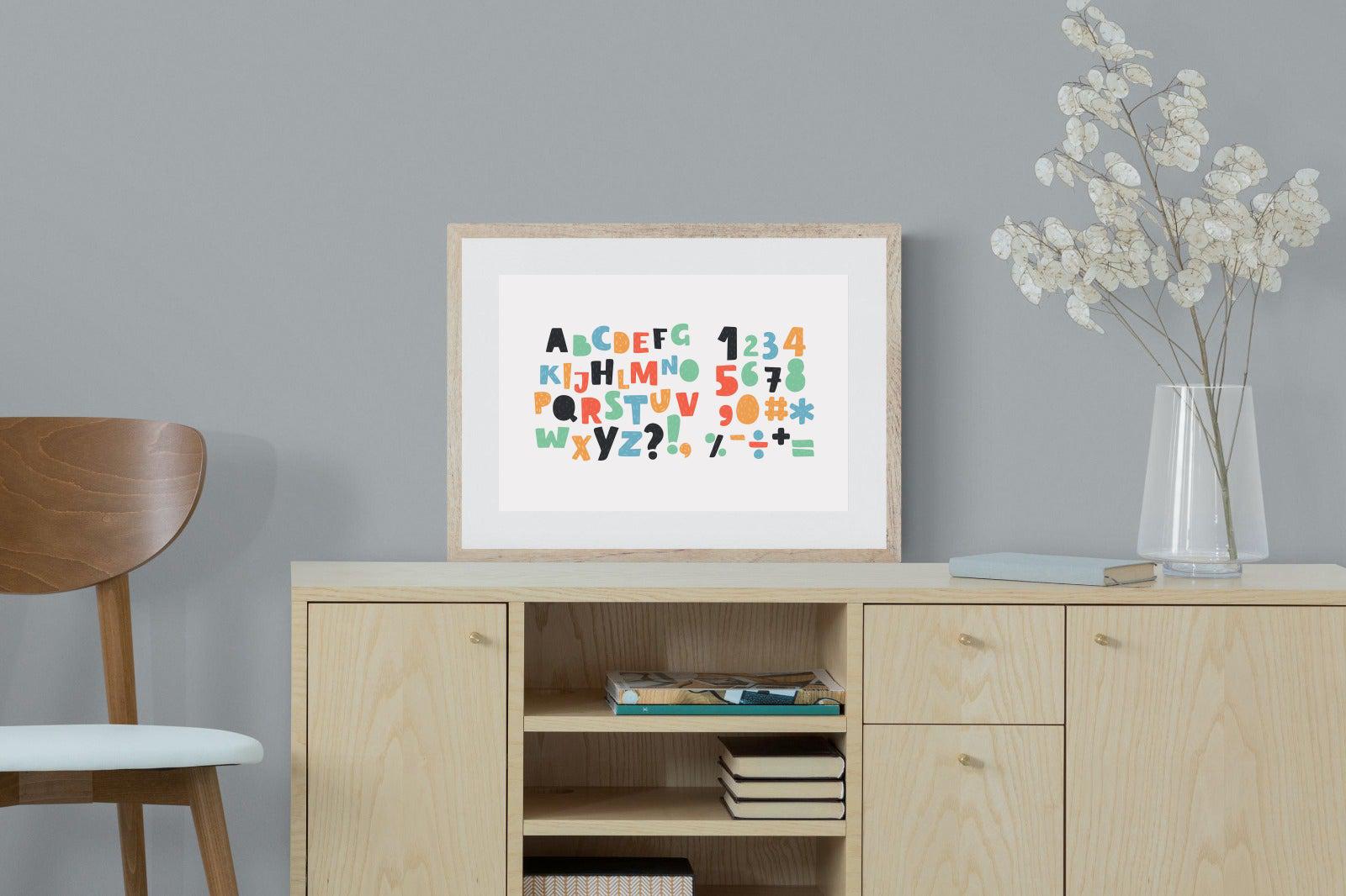 Letters & Numbers-Wall_Art-60 x 45cm-Framed Print-Wood-Pixalot