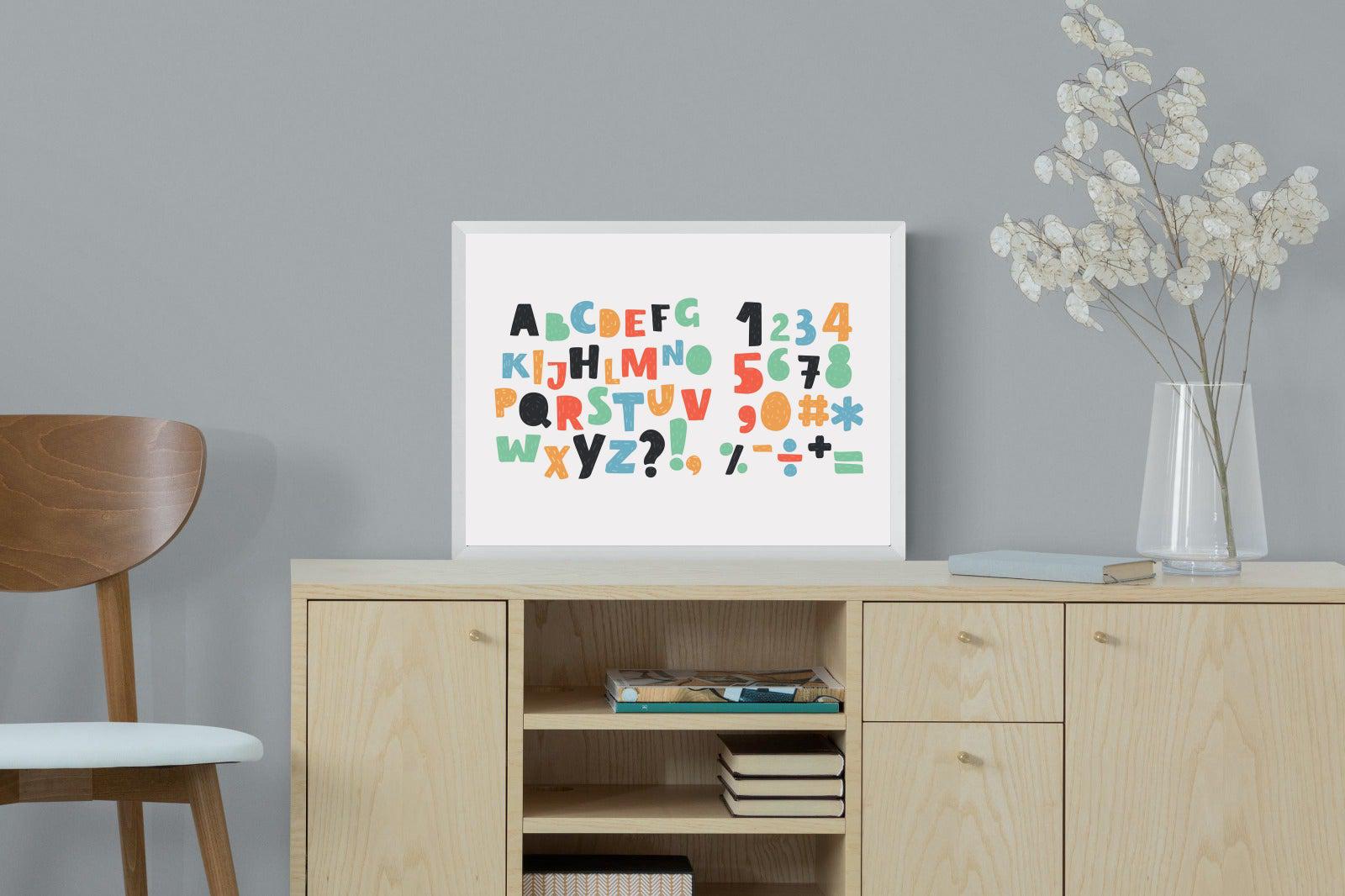 Letters & Numbers-Wall_Art-60 x 45cm-Mounted Canvas-White-Pixalot