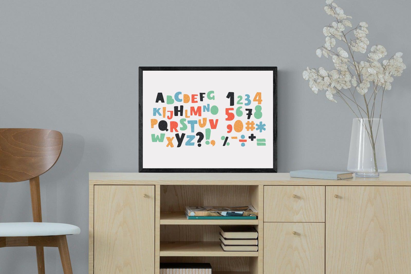 Letters & Numbers-Wall_Art-60 x 45cm-Mounted Canvas-Black-Pixalot