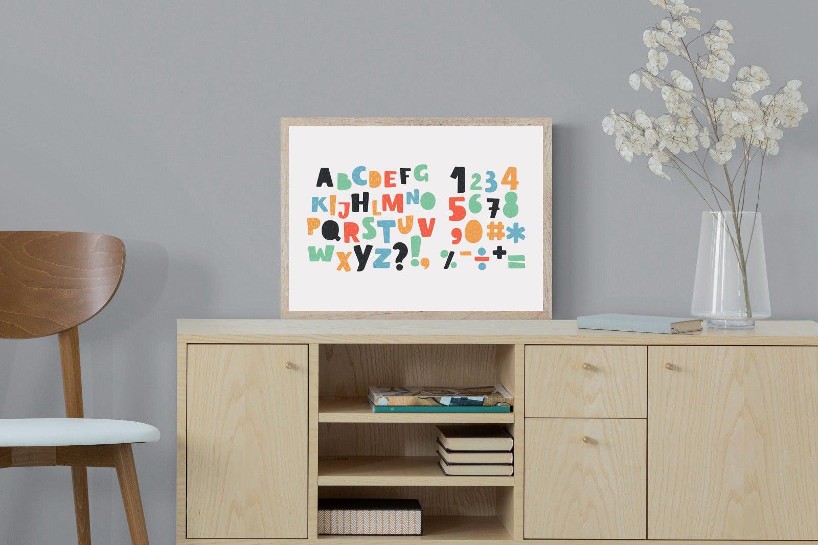 Letters & Numbers-Wall_Art-60 x 45cm-Mounted Canvas-Wood-Pixalot