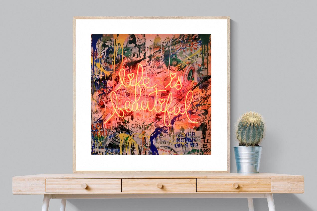 Life is Beautiful-Wall_Art-100 x 100cm-Framed Print-Wood-Pixalot