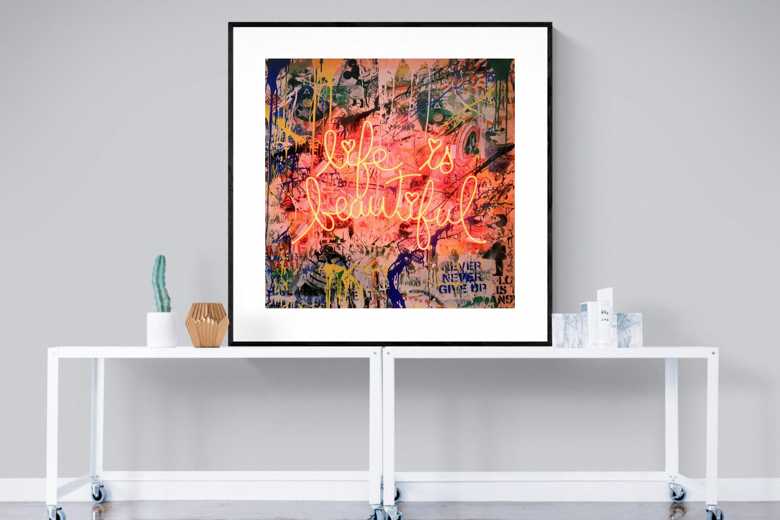 Life is Beautiful-Wall_Art-120 x 120cm-Framed Print-Black-Pixalot