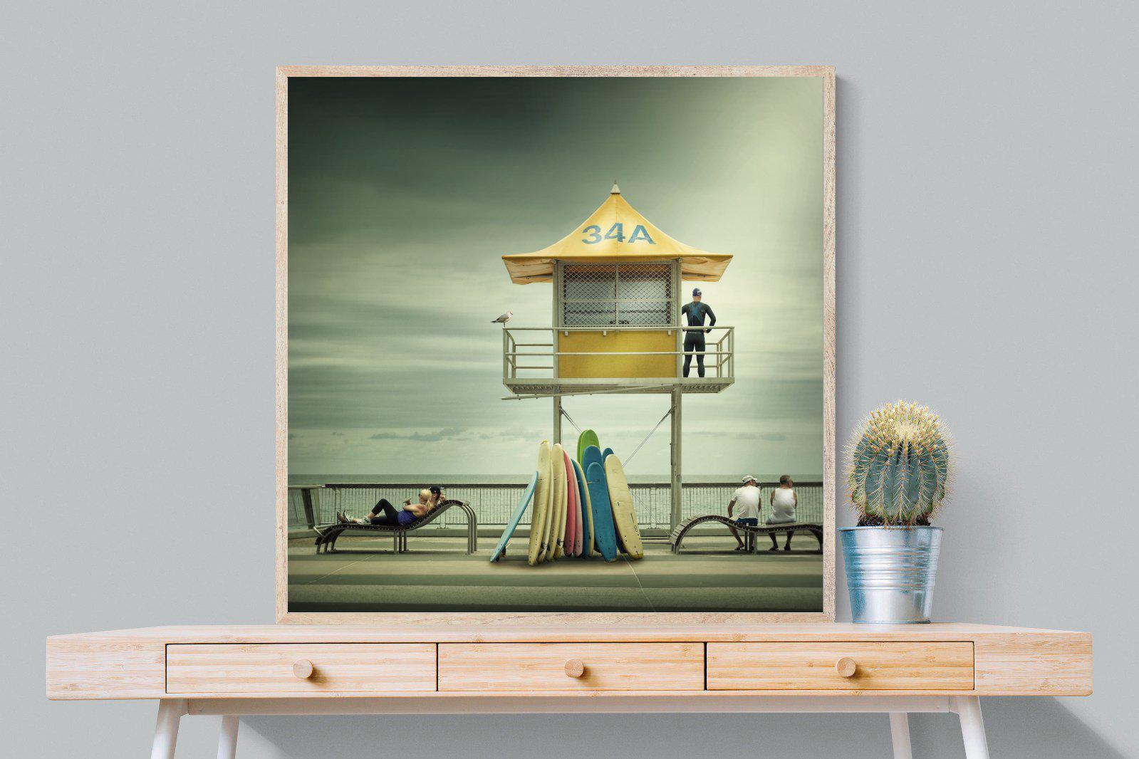 Lifeguard Tower-Wall_Art-100 x 100cm-Mounted Canvas-Wood-Pixalot
