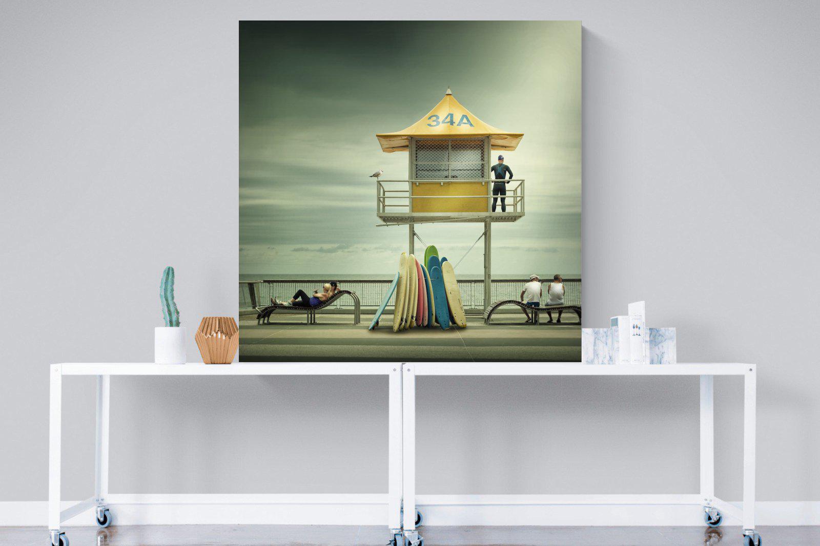 Lifeguard Tower-Wall_Art-120 x 120cm-Mounted Canvas-No Frame-Pixalot