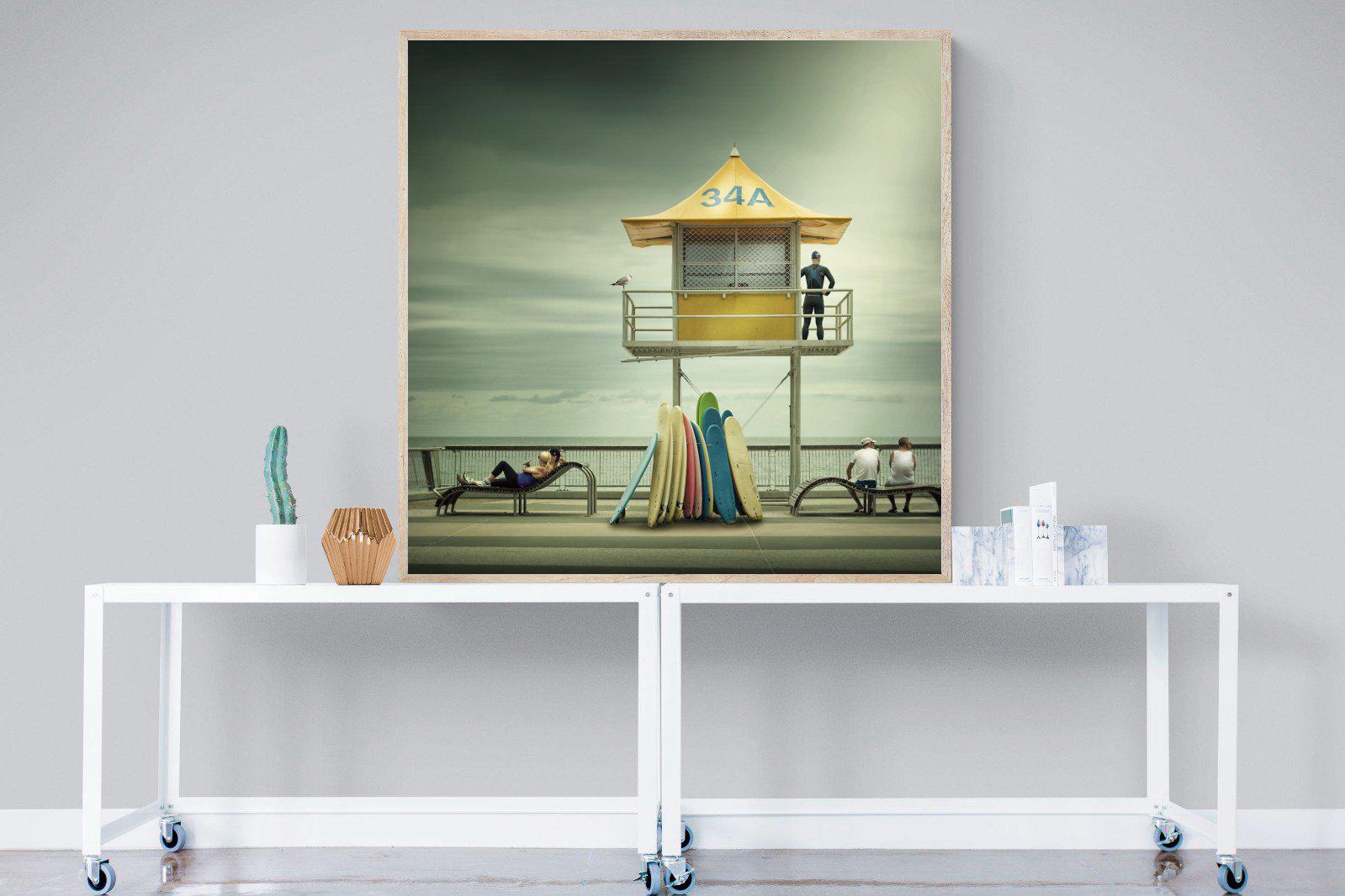 Lifeguard Tower-Wall_Art-120 x 120cm-Mounted Canvas-Wood-Pixalot