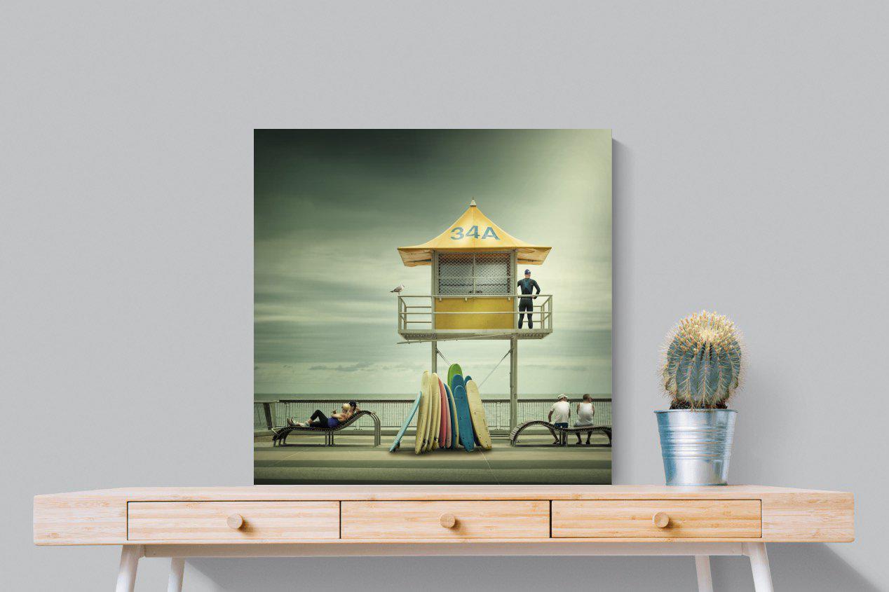 Lifeguard Tower-Wall_Art-80 x 80cm-Mounted Canvas-No Frame-Pixalot