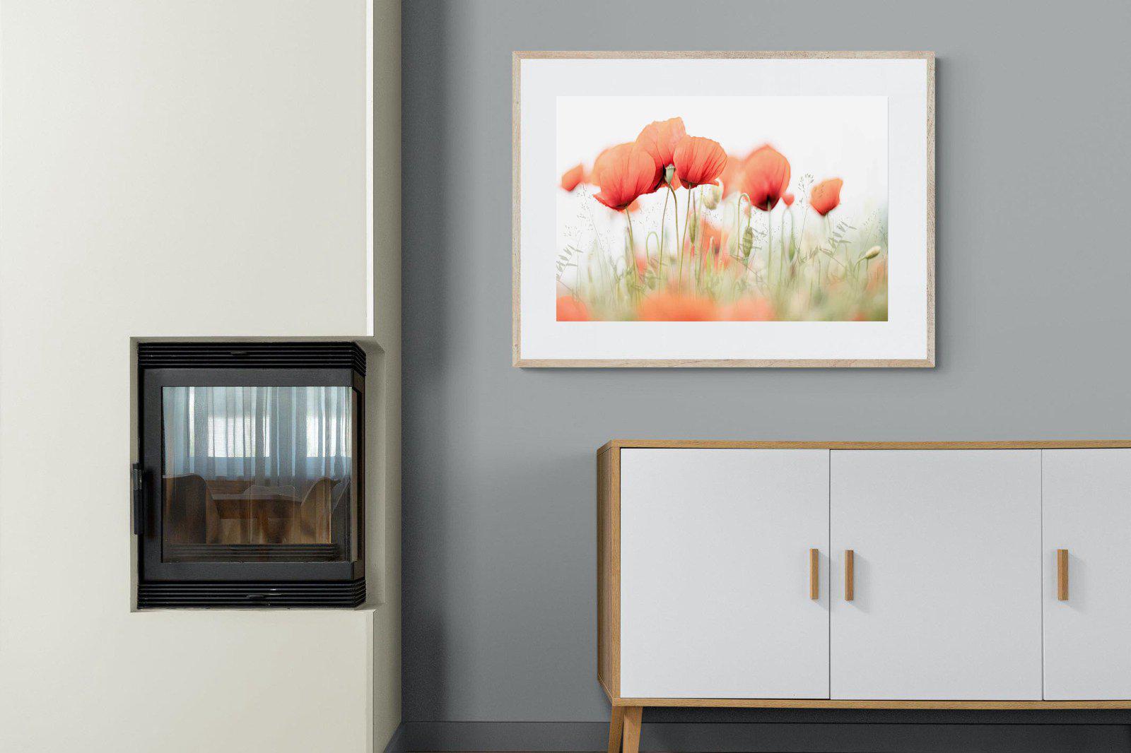 Light Poppies-Wall_Art-100 x 75cm-Framed Print-Wood-Pixalot