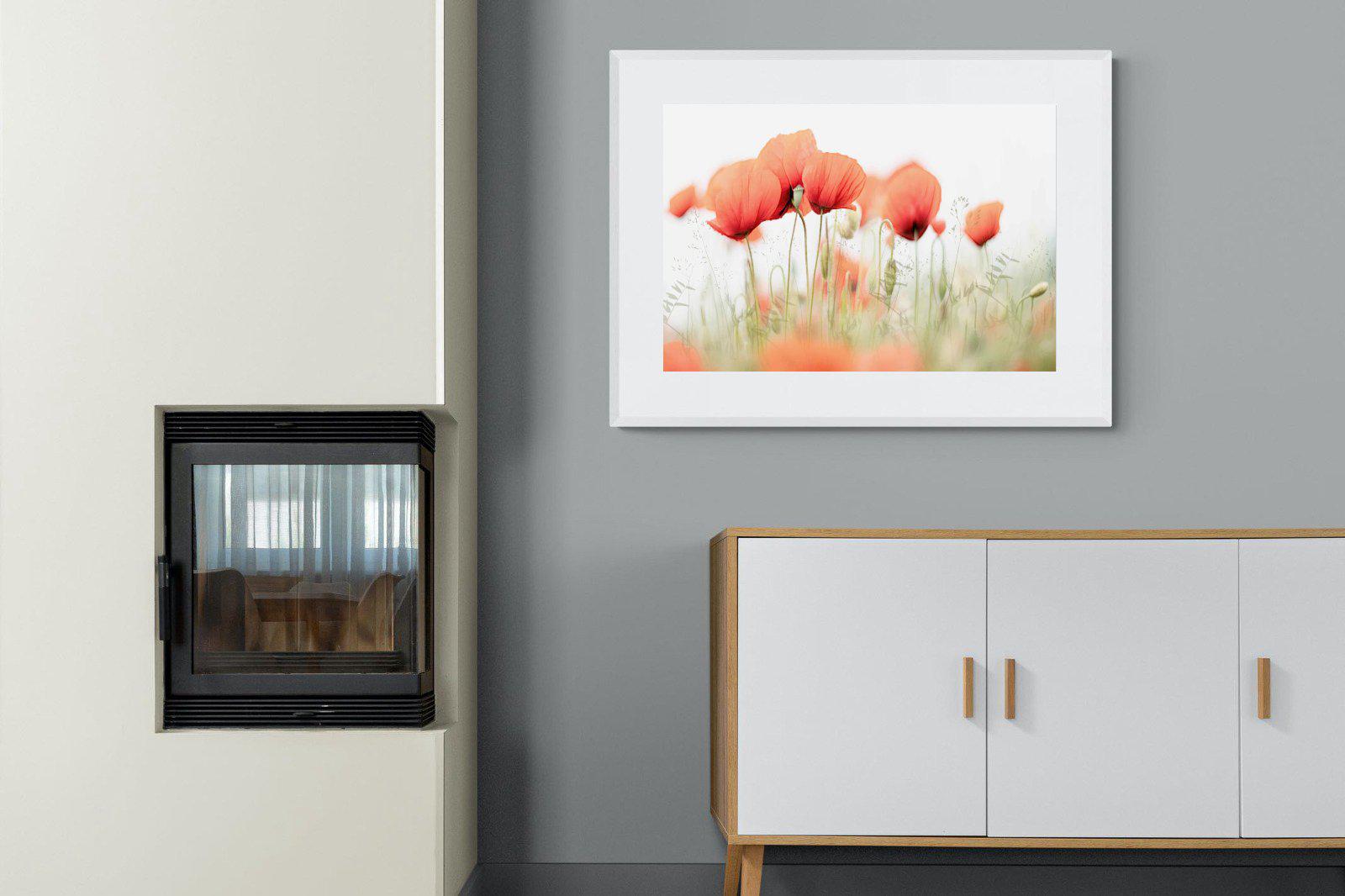 Light Poppies-Wall_Art-100 x 75cm-Framed Print-White-Pixalot