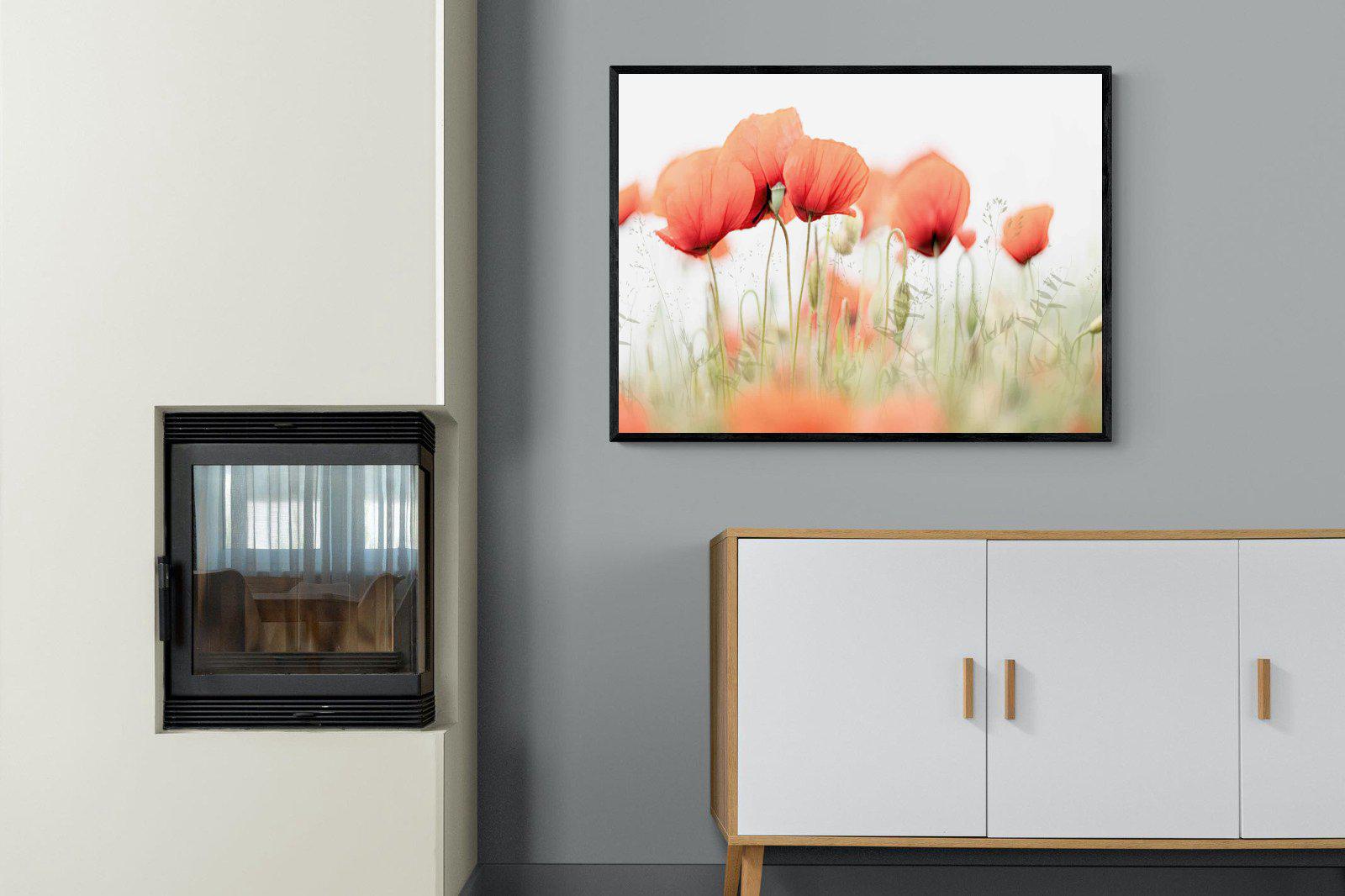Light Poppies-Wall_Art-100 x 75cm-Mounted Canvas-Black-Pixalot