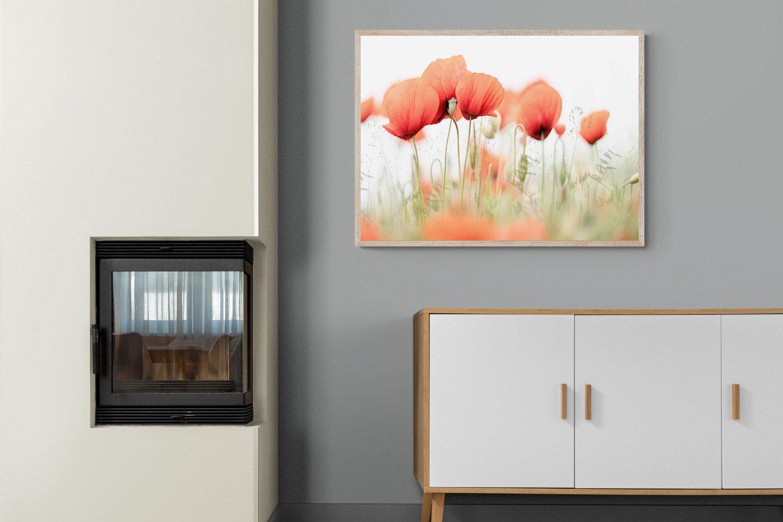 Light Poppies-Wall_Art-100 x 75cm-Mounted Canvas-Wood-Pixalot
