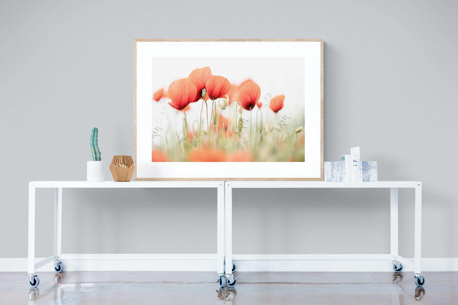 Light Poppies-Wall_Art-120 x 90cm-Framed Print-Wood-Pixalot