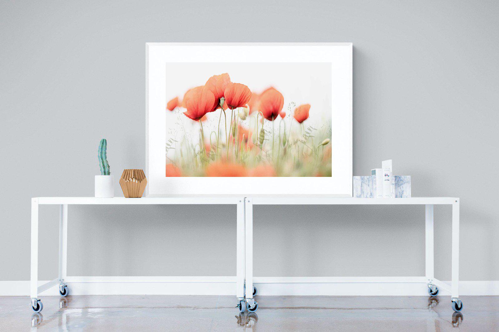 Light Poppies-Wall_Art-120 x 90cm-Framed Print-White-Pixalot