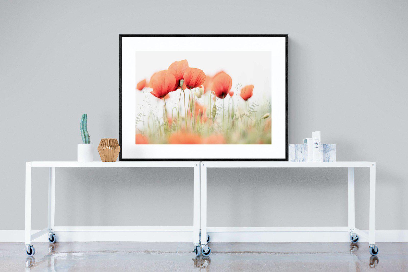 Light Poppies-Wall_Art-120 x 90cm-Framed Print-Black-Pixalot