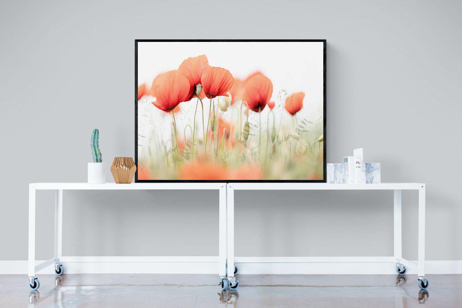 Light Poppies-Wall_Art-120 x 90cm-Mounted Canvas-Black-Pixalot