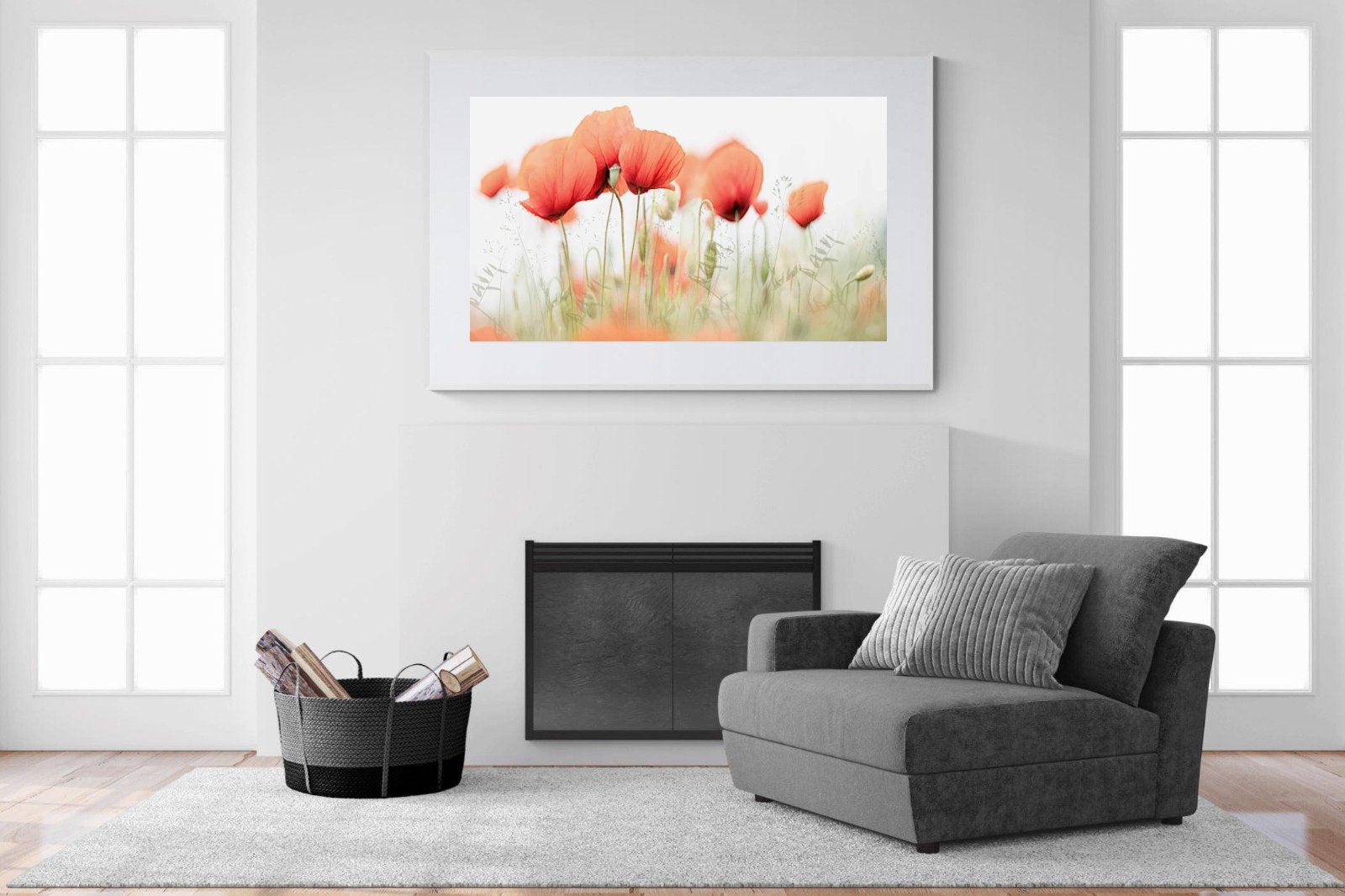 Light Poppies-Wall_Art-150 x 100cm-Framed Print-White-Pixalot