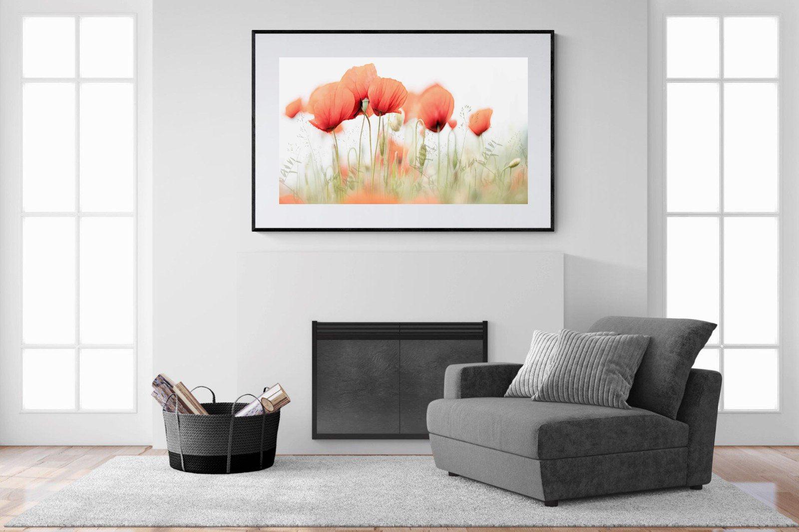 Light Poppies-Wall_Art-150 x 100cm-Framed Print-Black-Pixalot