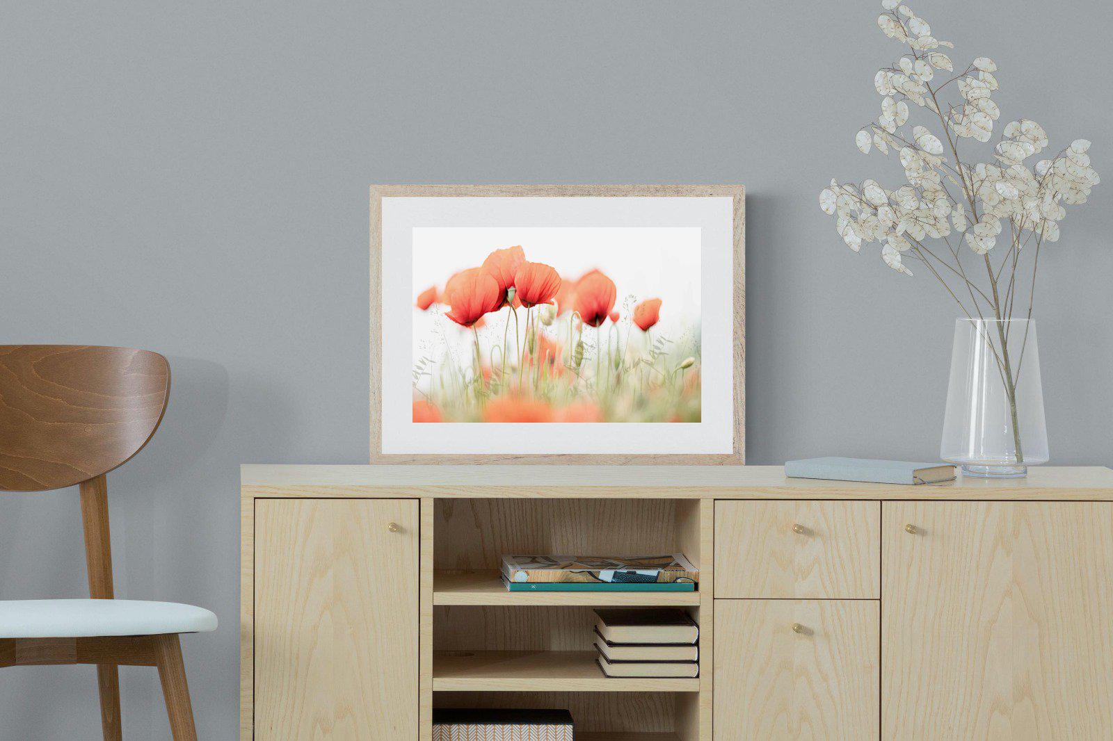 Light Poppies-Wall_Art-60 x 45cm-Framed Print-Wood-Pixalot