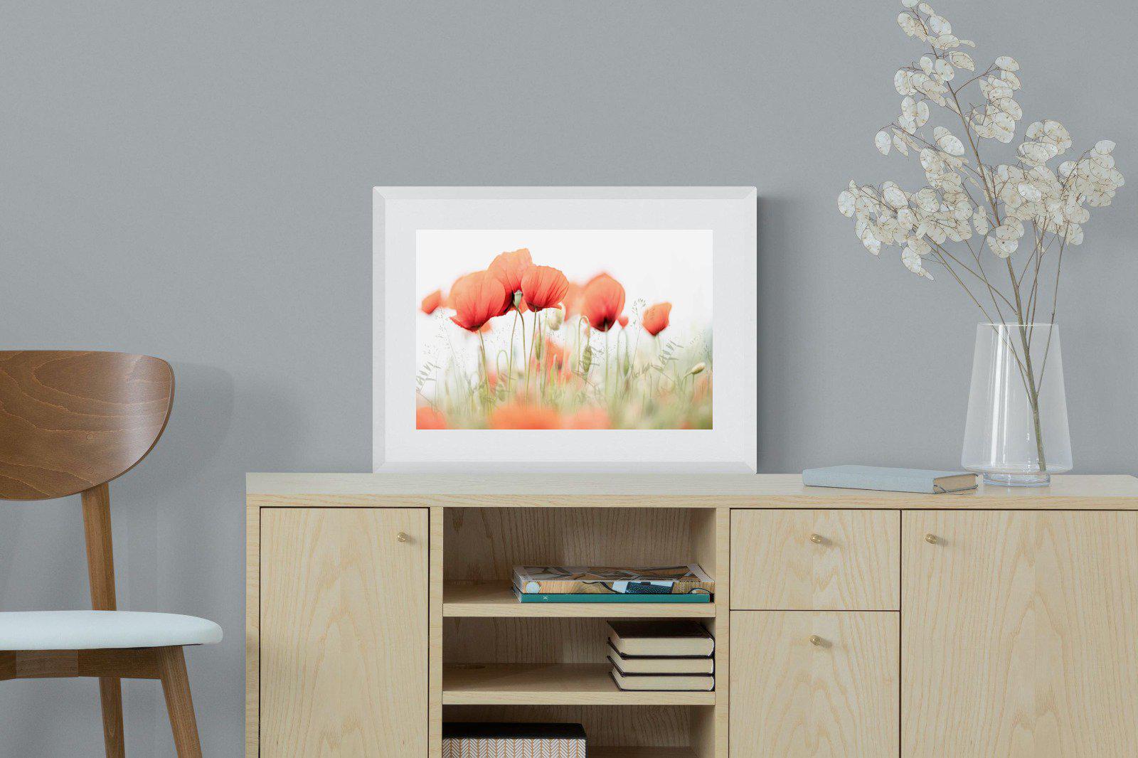 Light Poppies-Wall_Art-60 x 45cm-Framed Print-White-Pixalot