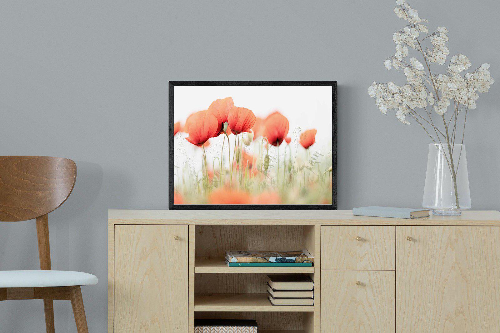 Light Poppies-Wall_Art-60 x 45cm-Mounted Canvas-Black-Pixalot