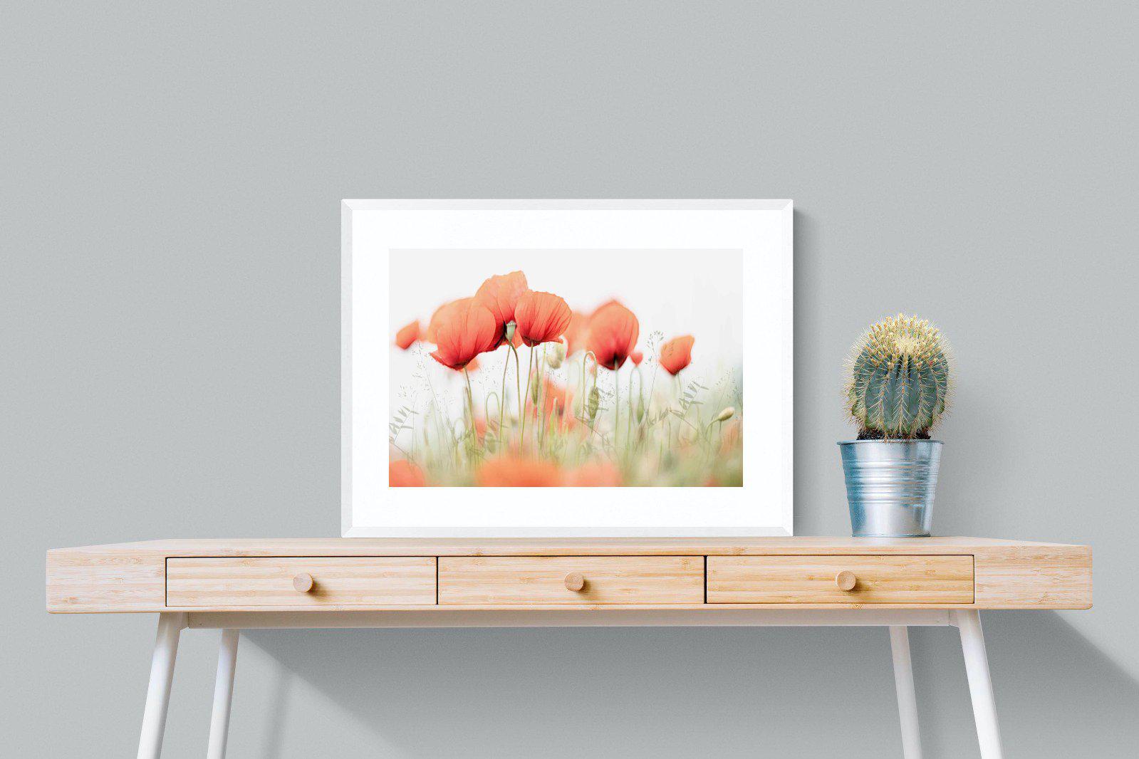 Light Poppies-Wall_Art-80 x 60cm-Framed Print-White-Pixalot