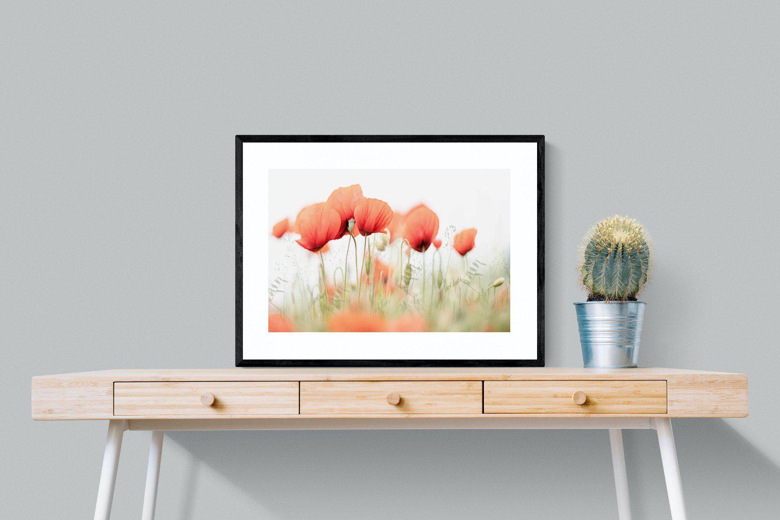 Light Poppies-Wall_Art-80 x 60cm-Framed Print-Black-Pixalot