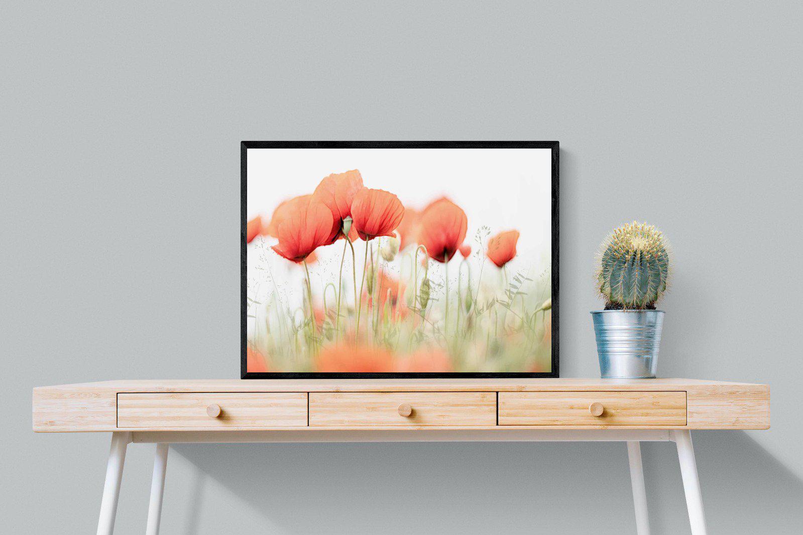 Light Poppies-Wall_Art-80 x 60cm-Mounted Canvas-Black-Pixalot