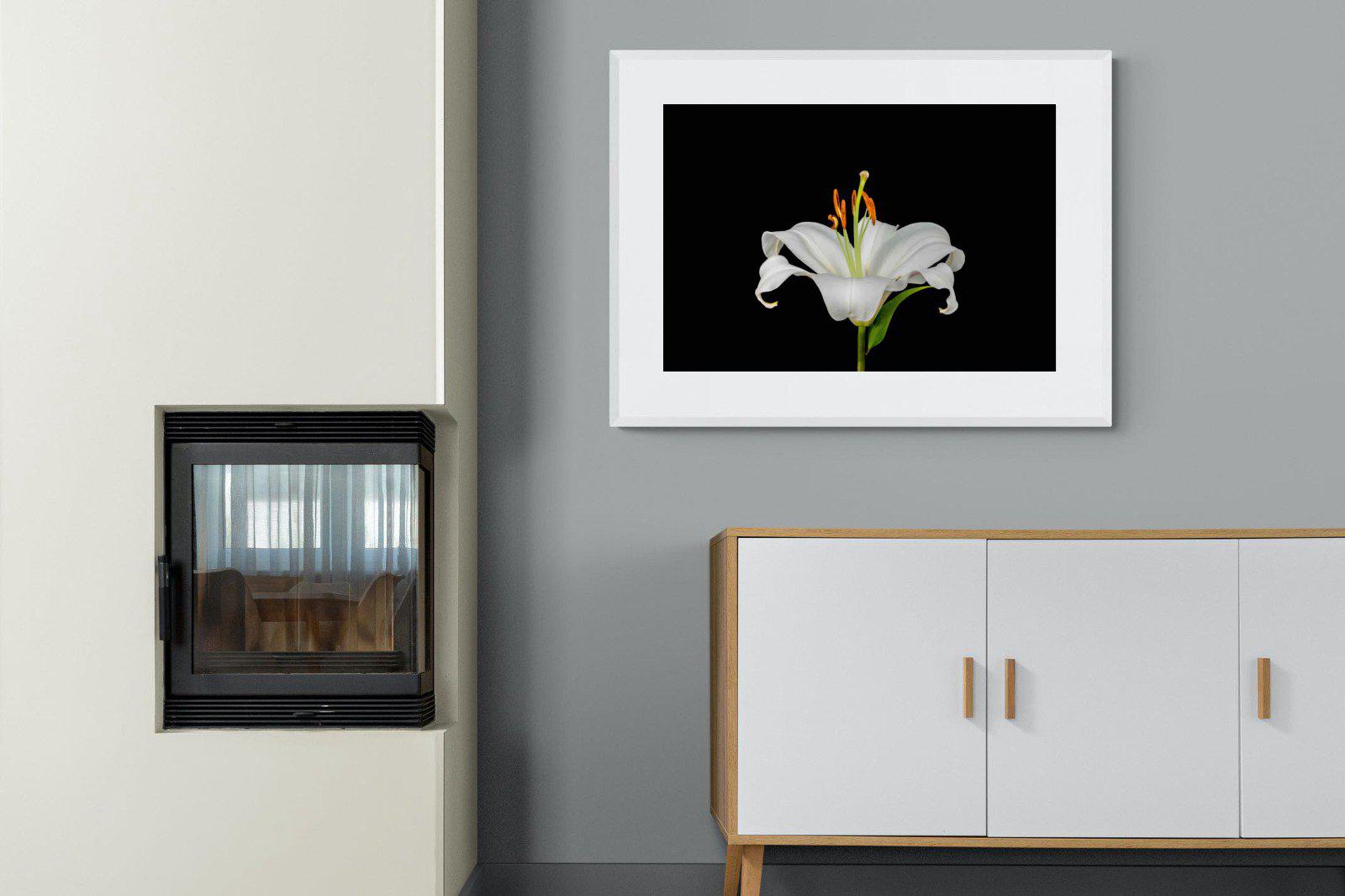 Lilium on Black-Wall_Art-100 x 75cm-Framed Print-White-Pixalot