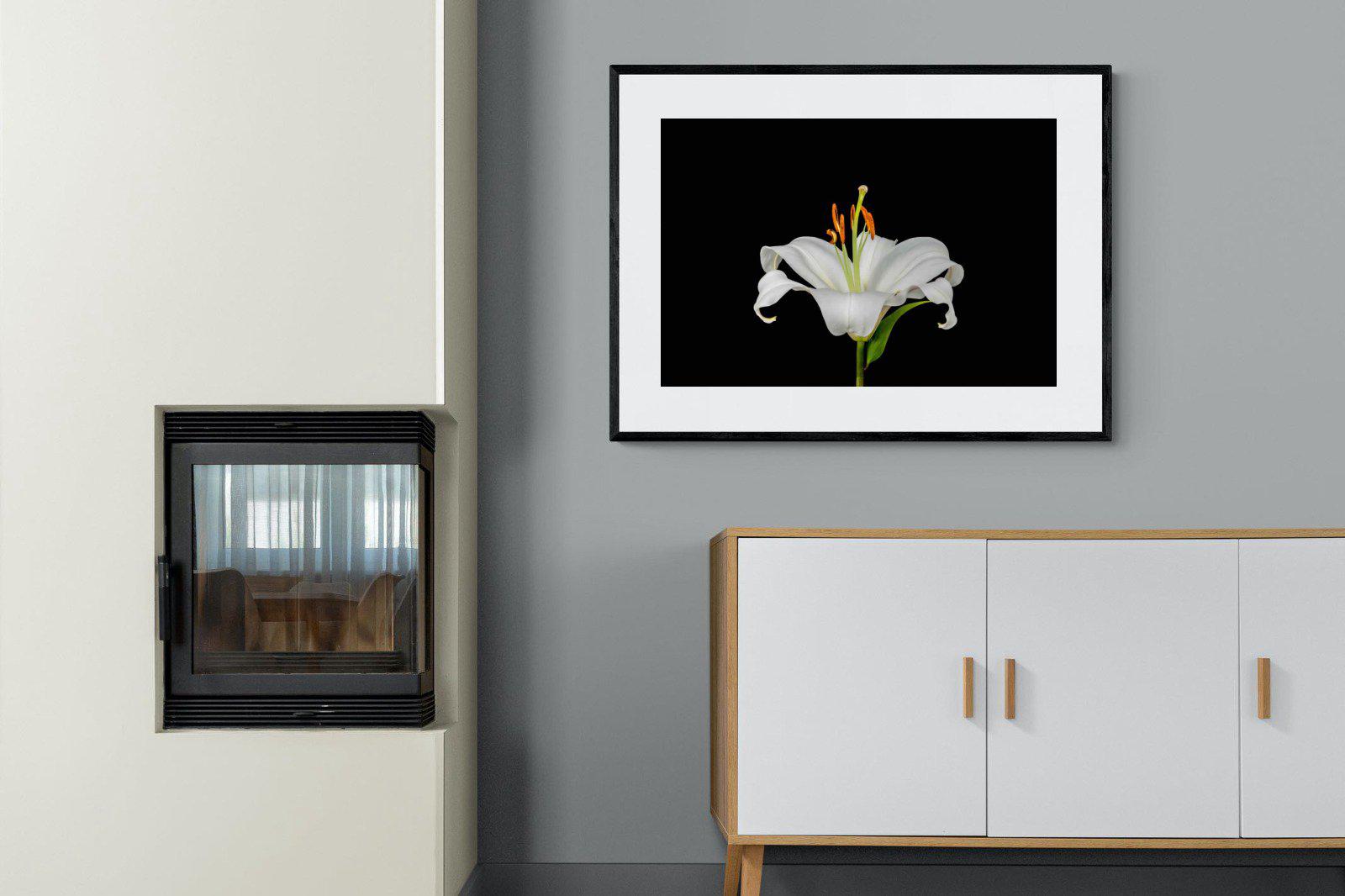 Lilium on Black-Wall_Art-100 x 75cm-Framed Print-Black-Pixalot