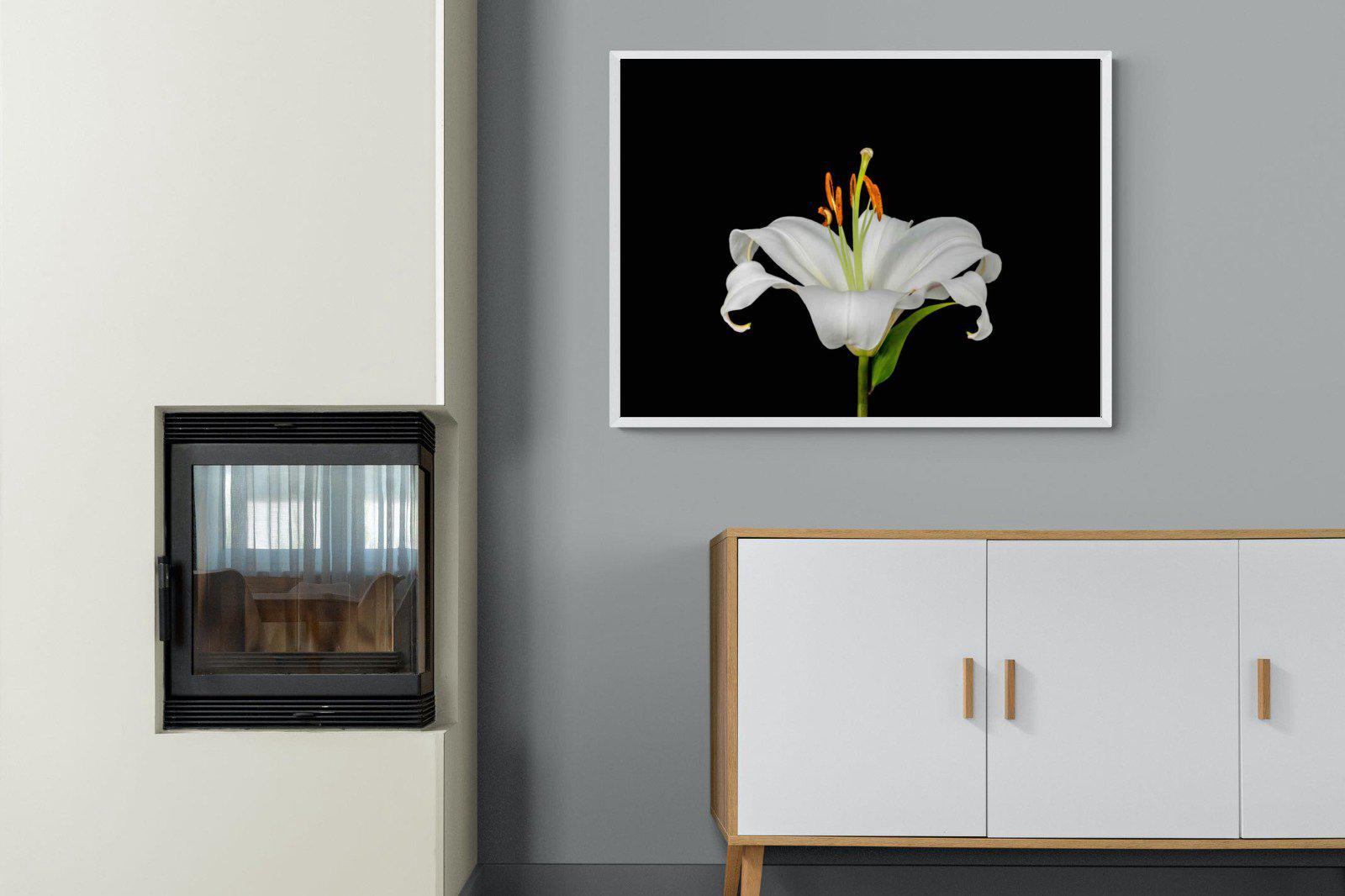 Lilium on Black-Wall_Art-100 x 75cm-Mounted Canvas-White-Pixalot