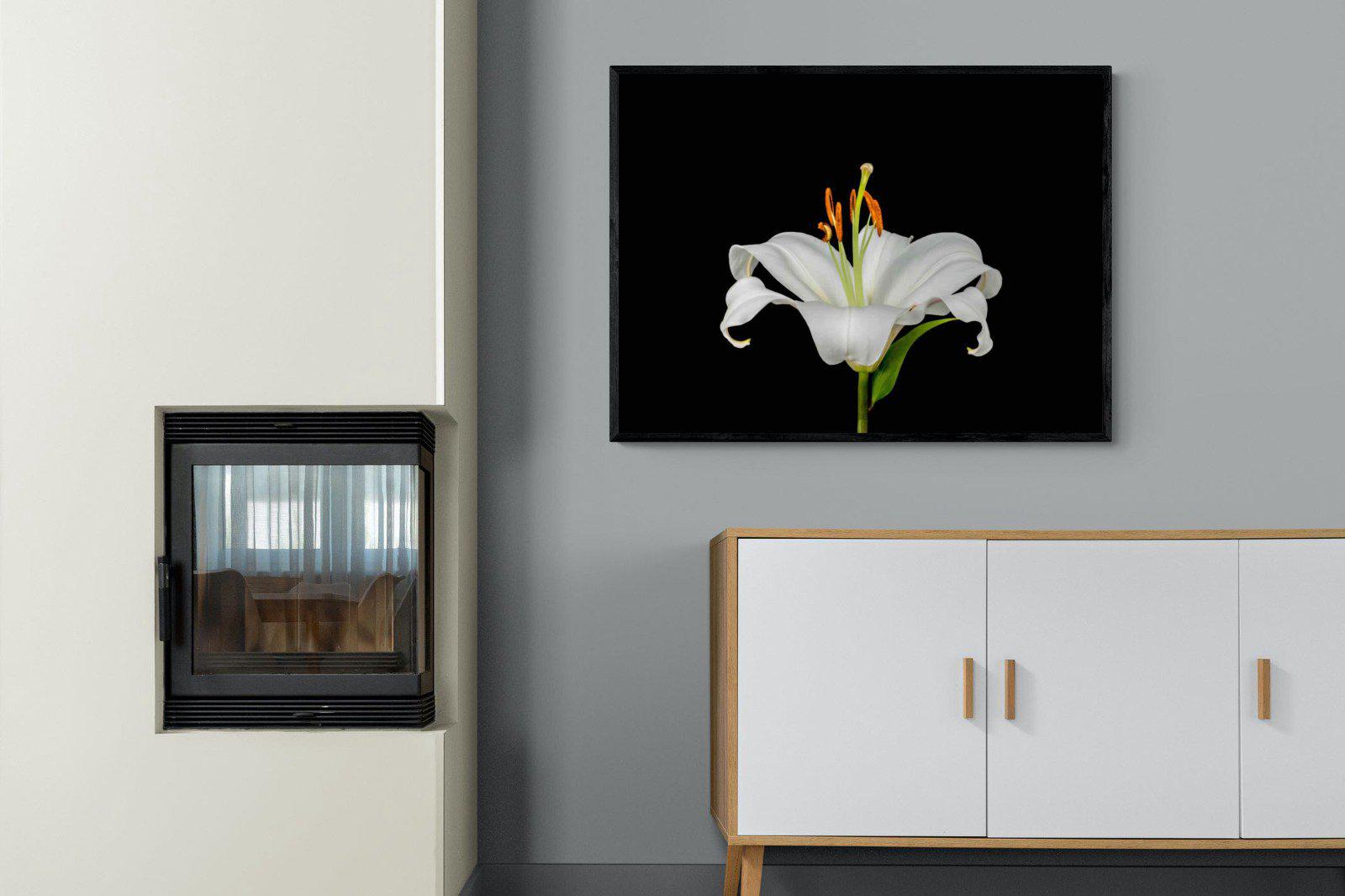 Lilium on Black-Wall_Art-100 x 75cm-Mounted Canvas-Black-Pixalot