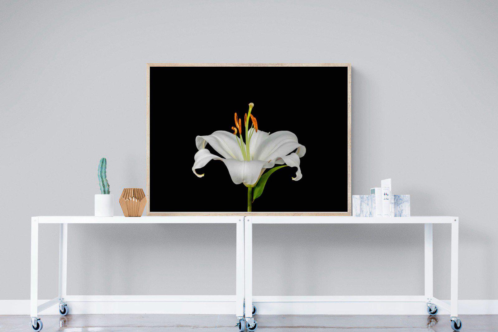 Lilium on Black-Wall_Art-120 x 90cm-Mounted Canvas-Wood-Pixalot