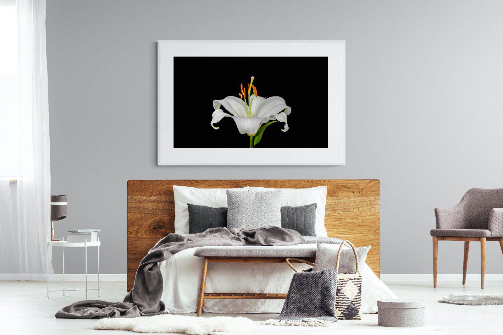 Lilium on Black-Wall_Art-150 x 100cm-Framed Print-White-Pixalot