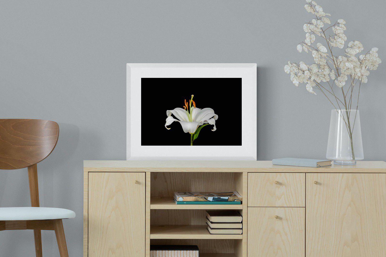 Lilium on Black-Wall_Art-60 x 45cm-Framed Print-White-Pixalot