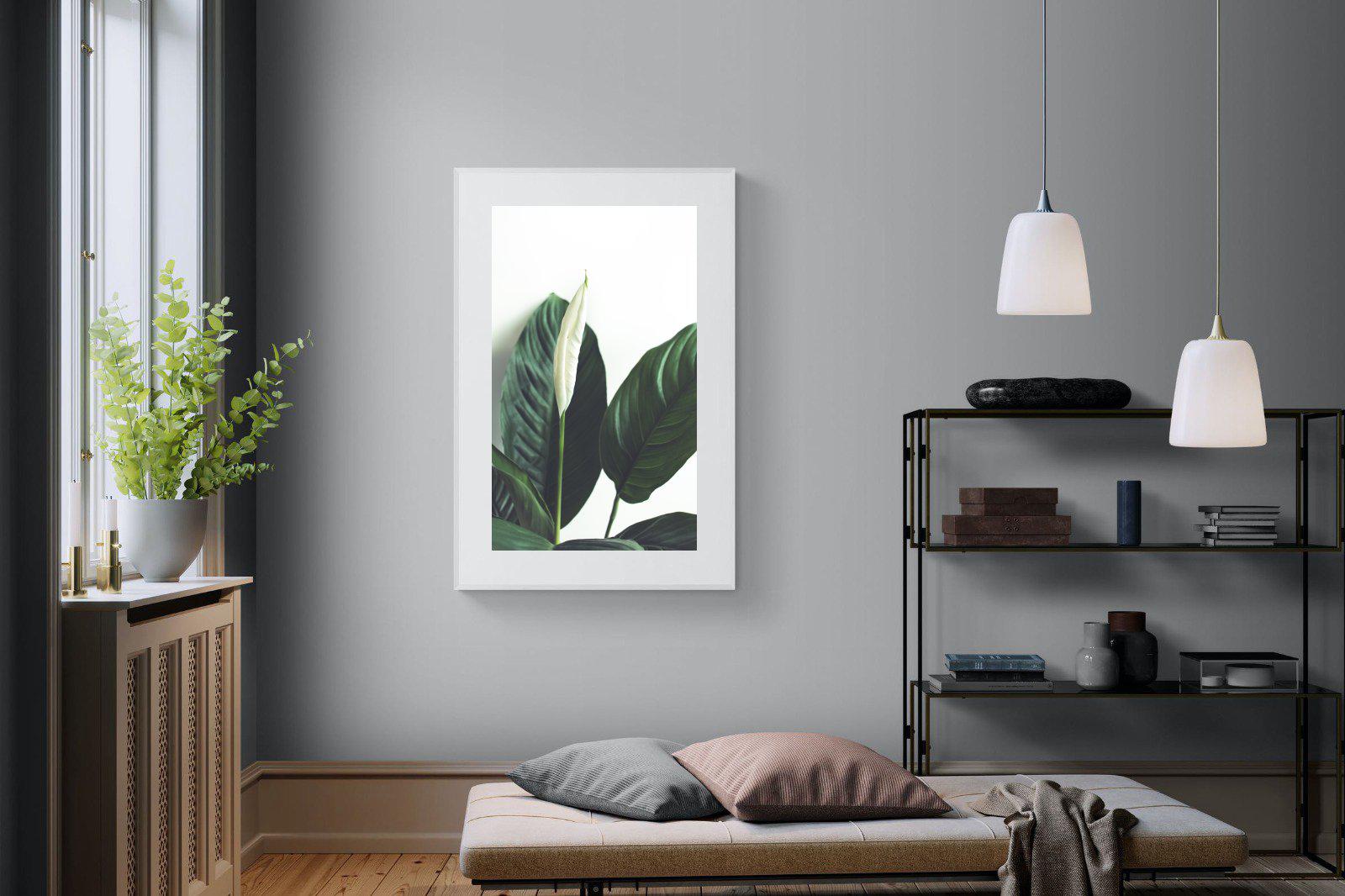 Lily Leaves-Wall_Art-100 x 150cm-Framed Print-White-Pixalot