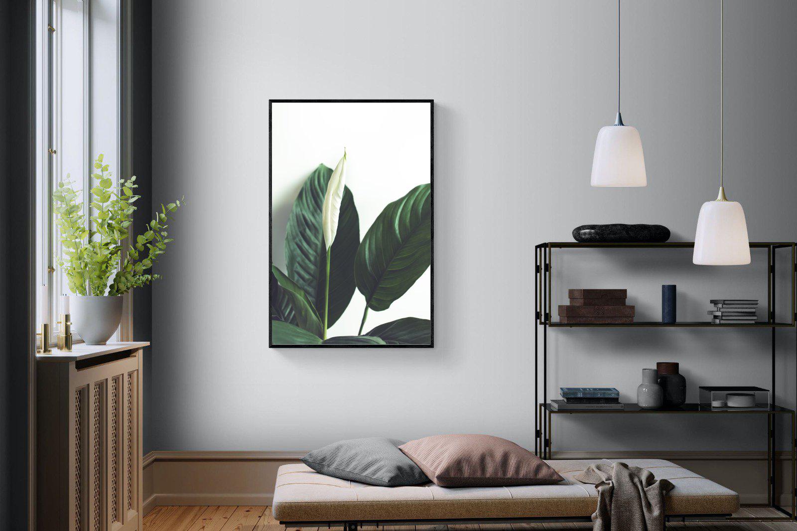 Lily Leaves-Wall_Art-100 x 150cm-Mounted Canvas-Black-Pixalot