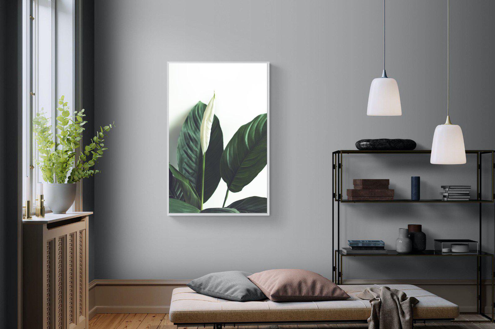 Lily Leaves-Wall_Art-100 x 150cm-Mounted Canvas-White-Pixalot