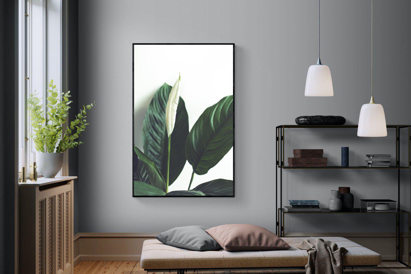 Lily Leaves-Wall_Art-120 x 180cm-Mounted Canvas-Black-Pixalot