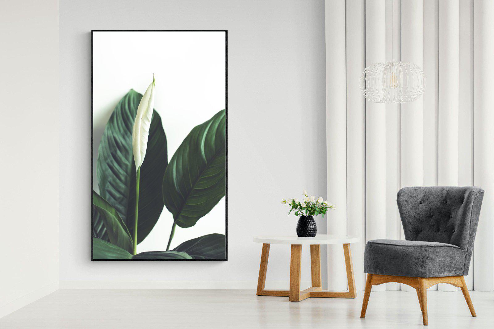 Lily Leaves-Wall_Art-130 x 220cm-Mounted Canvas-Black-Pixalot