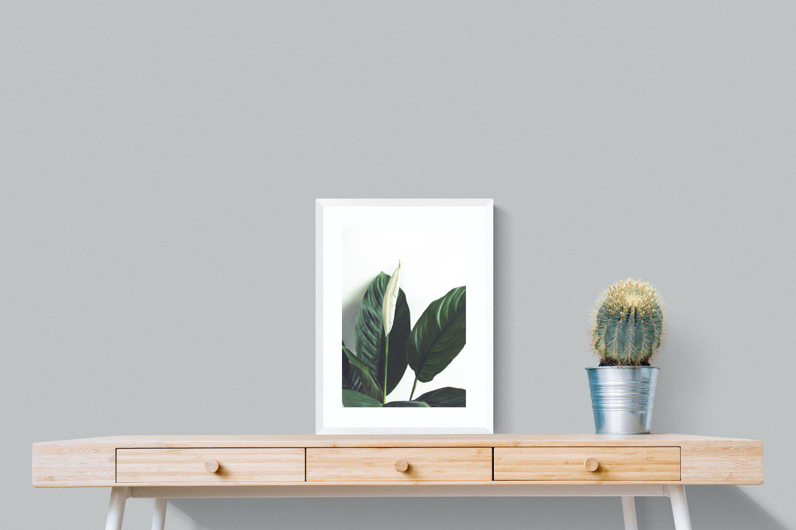Lily Leaves-Wall_Art-45 x 60cm-Framed Print-White-Pixalot