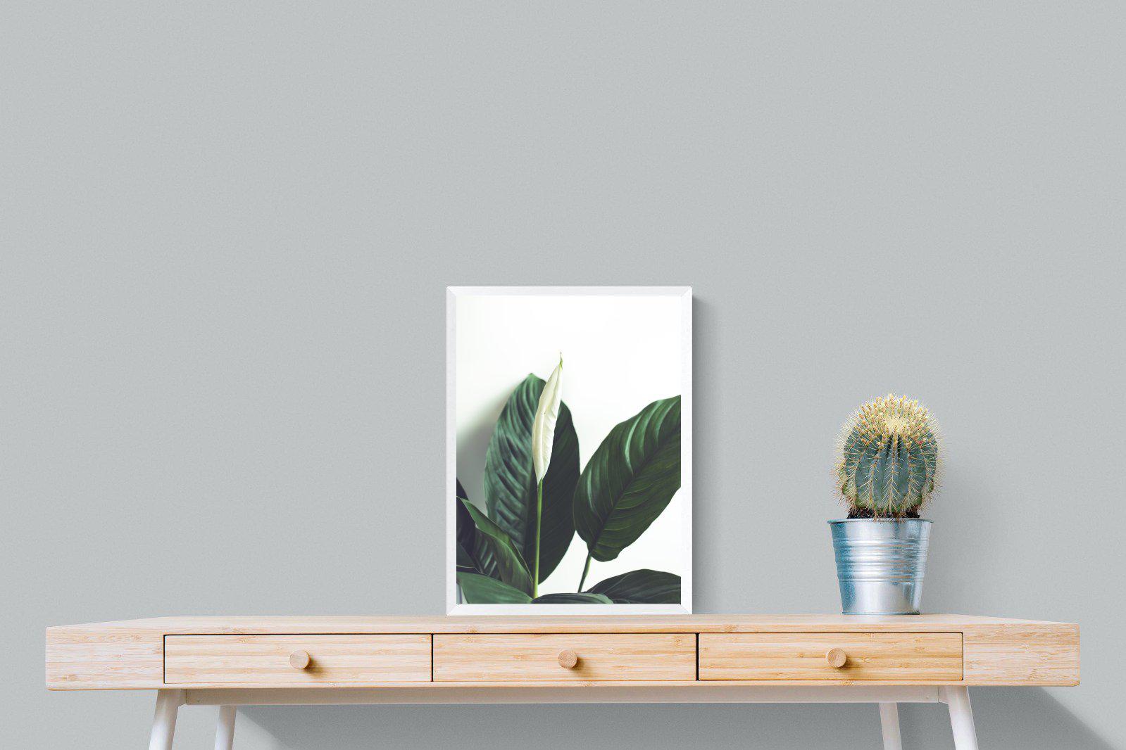 Lily Leaves-Wall_Art-45 x 60cm-Mounted Canvas-White-Pixalot