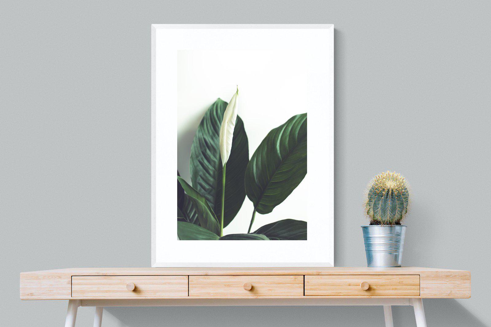 Lily Leaves-Wall_Art-75 x 100cm-Framed Print-White-Pixalot