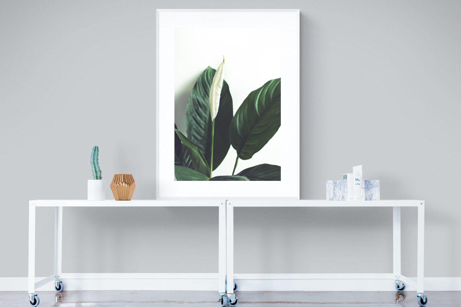 Lily Leaves-Wall_Art-90 x 120cm-Framed Print-White-Pixalot