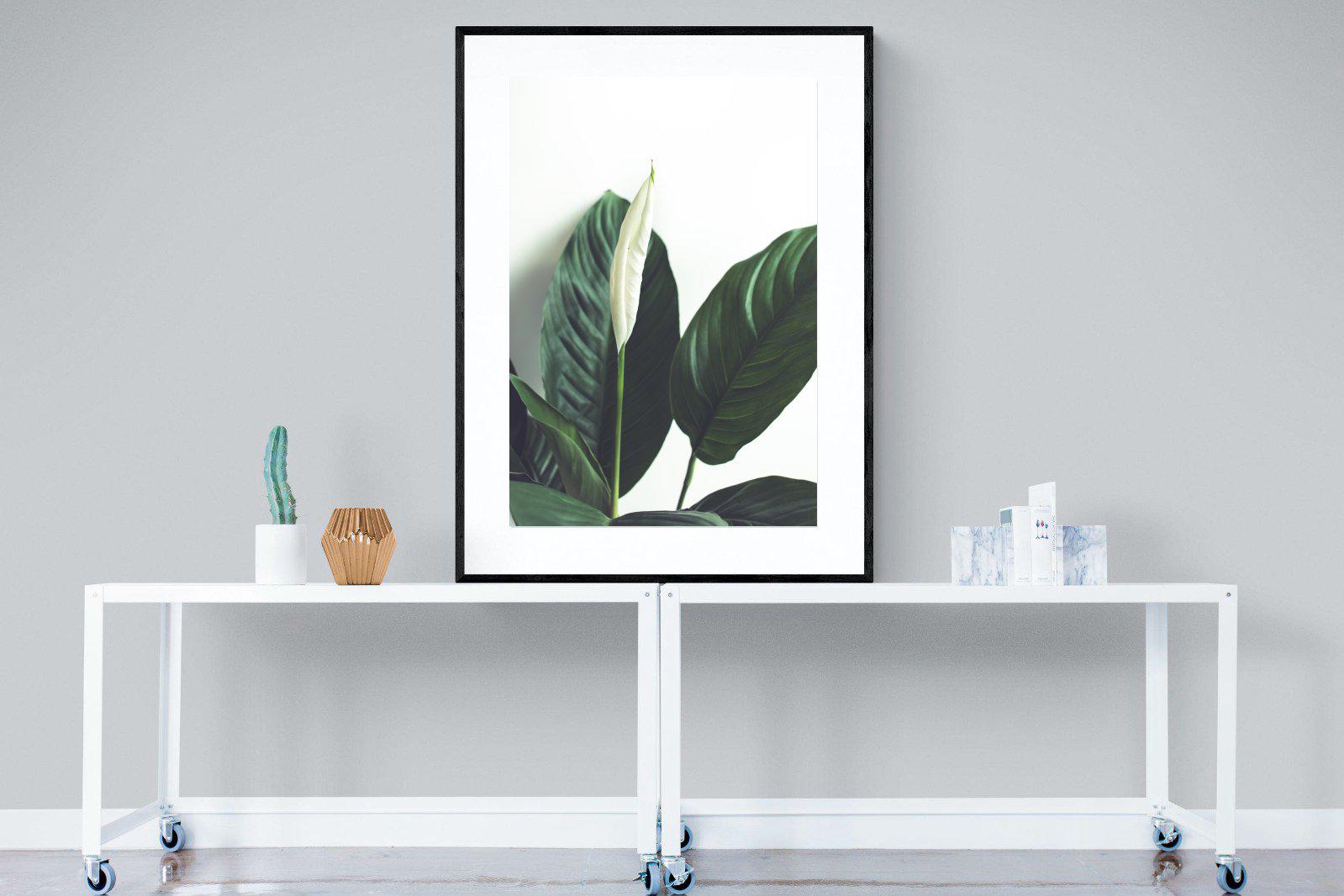 Lily Leaves-Wall_Art-90 x 120cm-Framed Print-Black-Pixalot