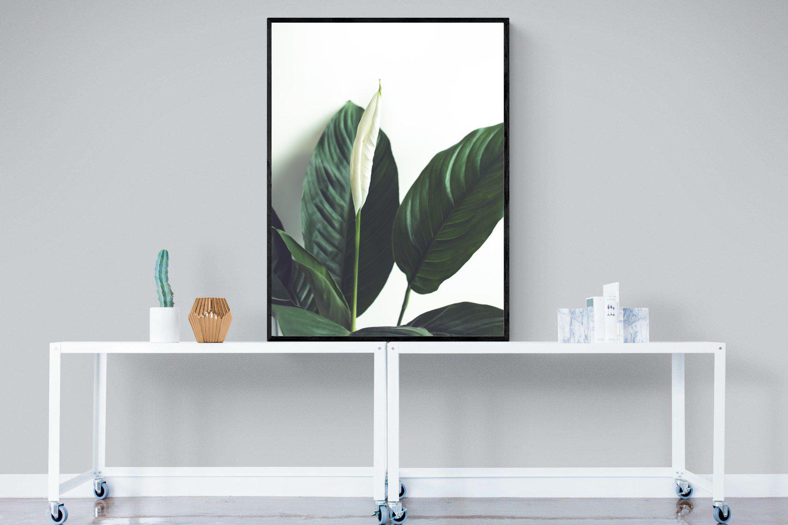 Lily Leaves-Wall_Art-90 x 120cm-Mounted Canvas-Black-Pixalot