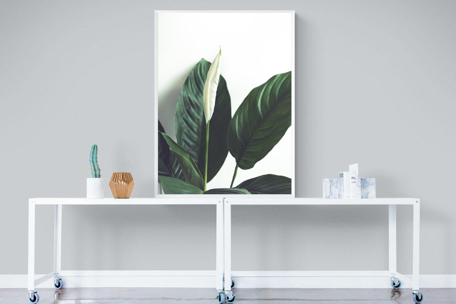 Lily Leaves-Wall_Art-90 x 120cm-Mounted Canvas-White-Pixalot