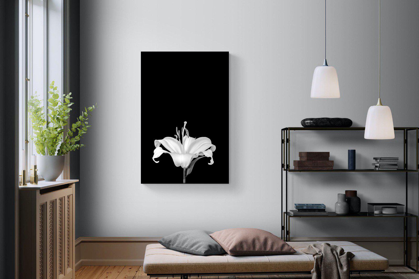 Lily on Black-Wall_Art-100 x 150cm-Mounted Canvas-No Frame-Pixalot