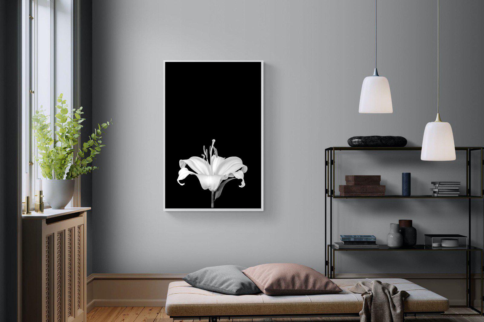 Lily on Black-Wall_Art-100 x 150cm-Mounted Canvas-White-Pixalot