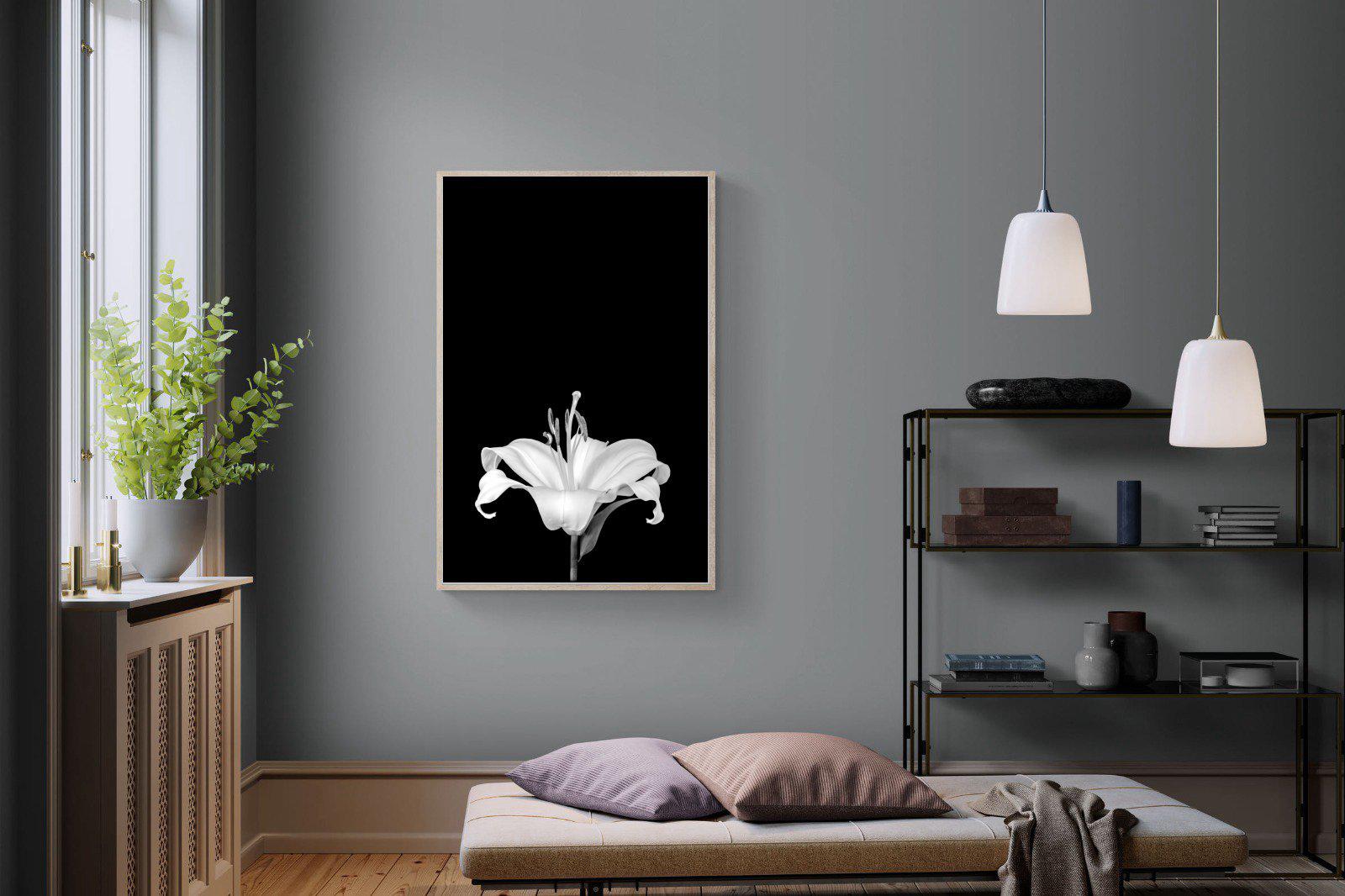 Lily on Black-Wall_Art-100 x 150cm-Mounted Canvas-Wood-Pixalot