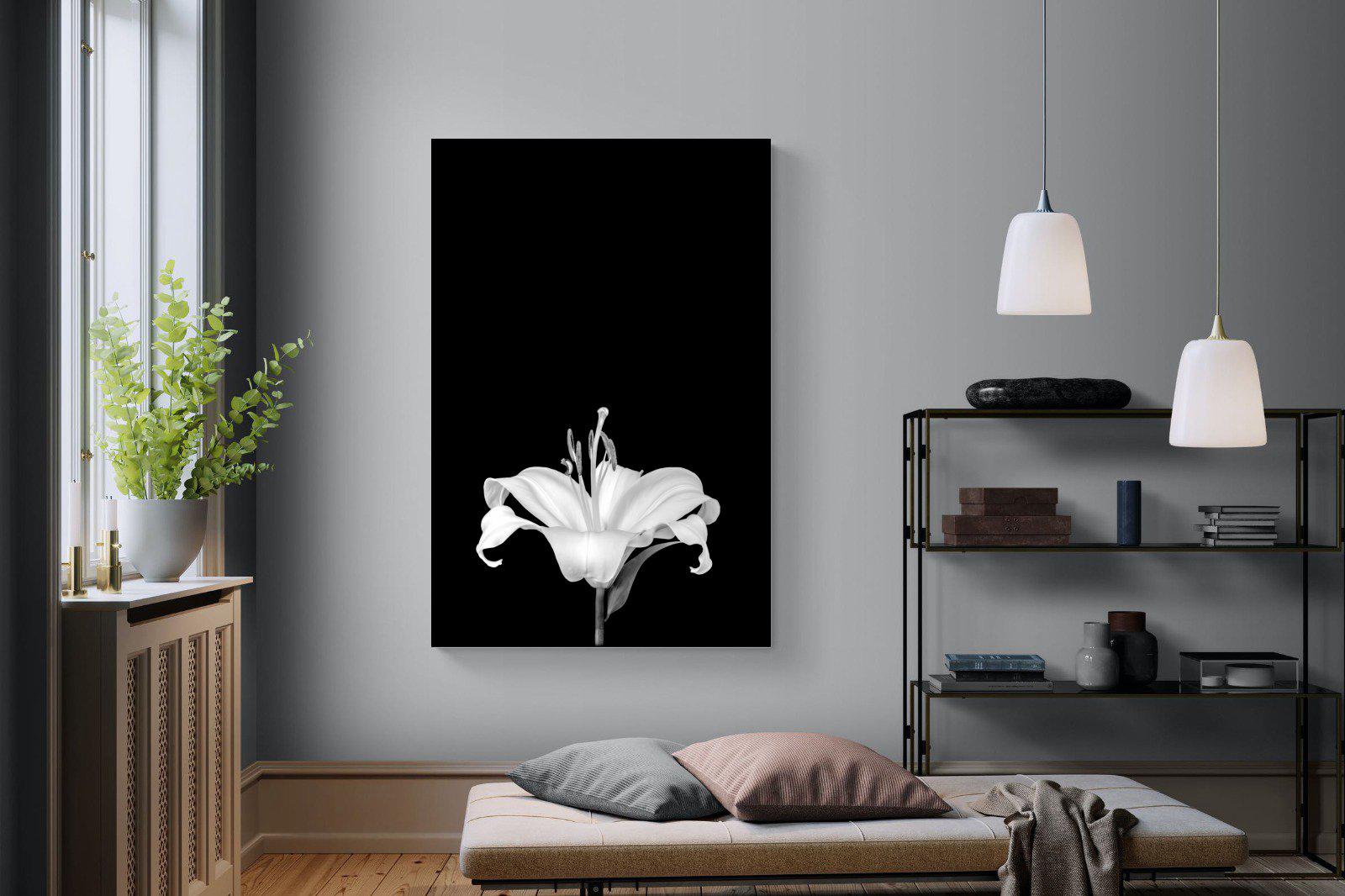 Lily on Black-Wall_Art-120 x 180cm-Mounted Canvas-No Frame-Pixalot