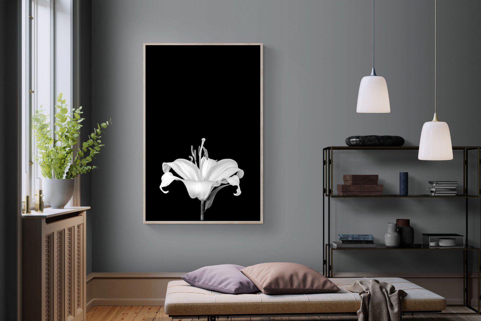 Lily on Black-Wall_Art-120 x 180cm-Mounted Canvas-Wood-Pixalot